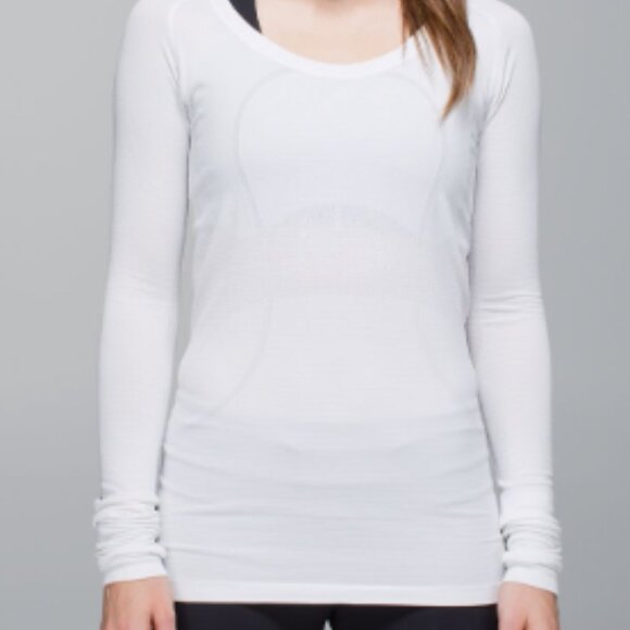 (6034)  🍋 LULULEMON RUN: Swiftly Tech Long Sleeve Crew Sz 4 WHITE *UC - Picture 2 of 11